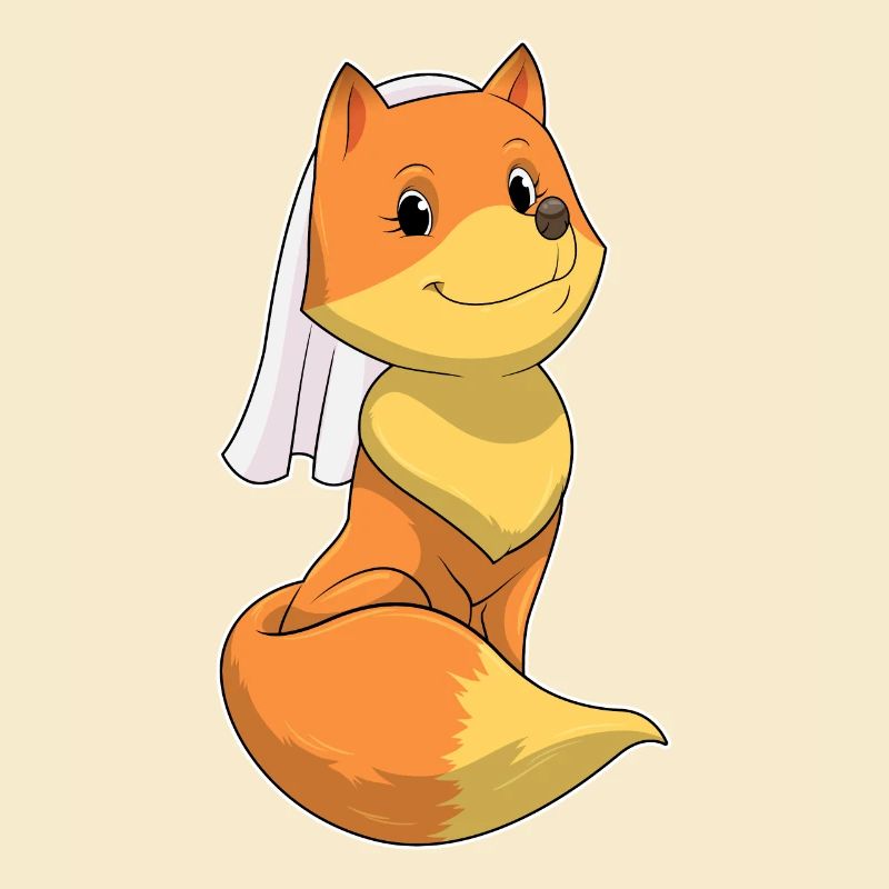 Fuchs als Braut mit Schleier