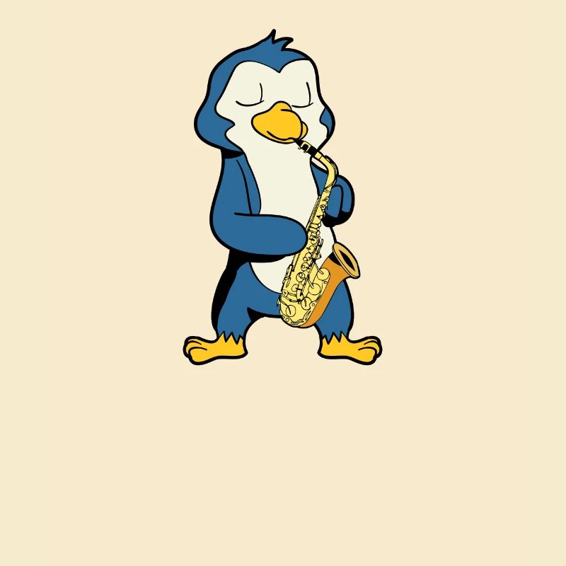 Comic Penguin joue du saxophone