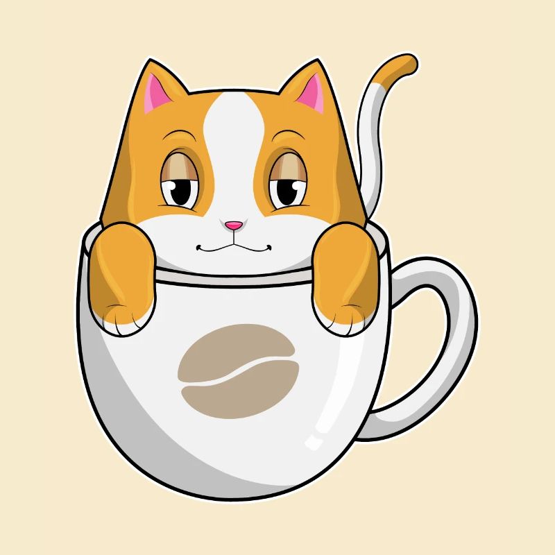 Chat avec tasse de café