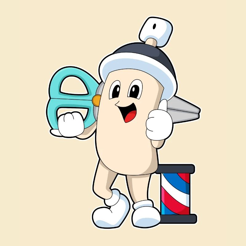 Laque de coiffure comme coiffeur avec des ciseaux