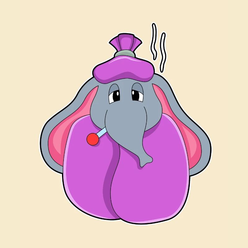 Elefant mit Fieberthermometer
