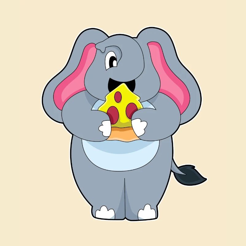 Elephant with pizza
