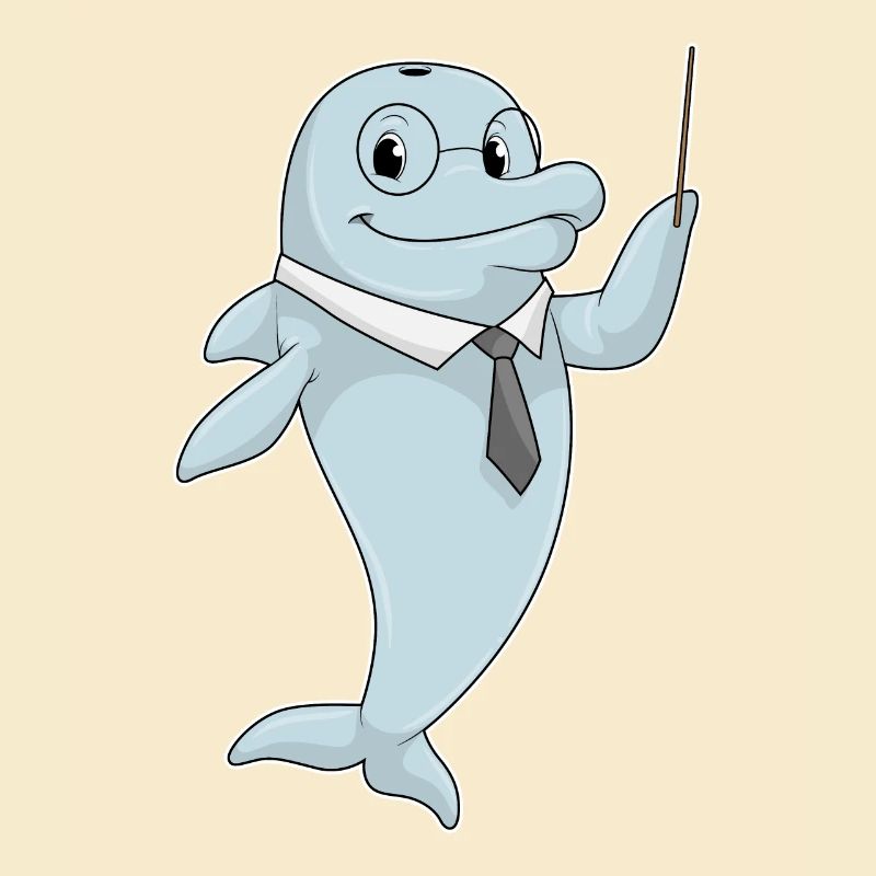 Delfin als Lehrer mit Pointer
