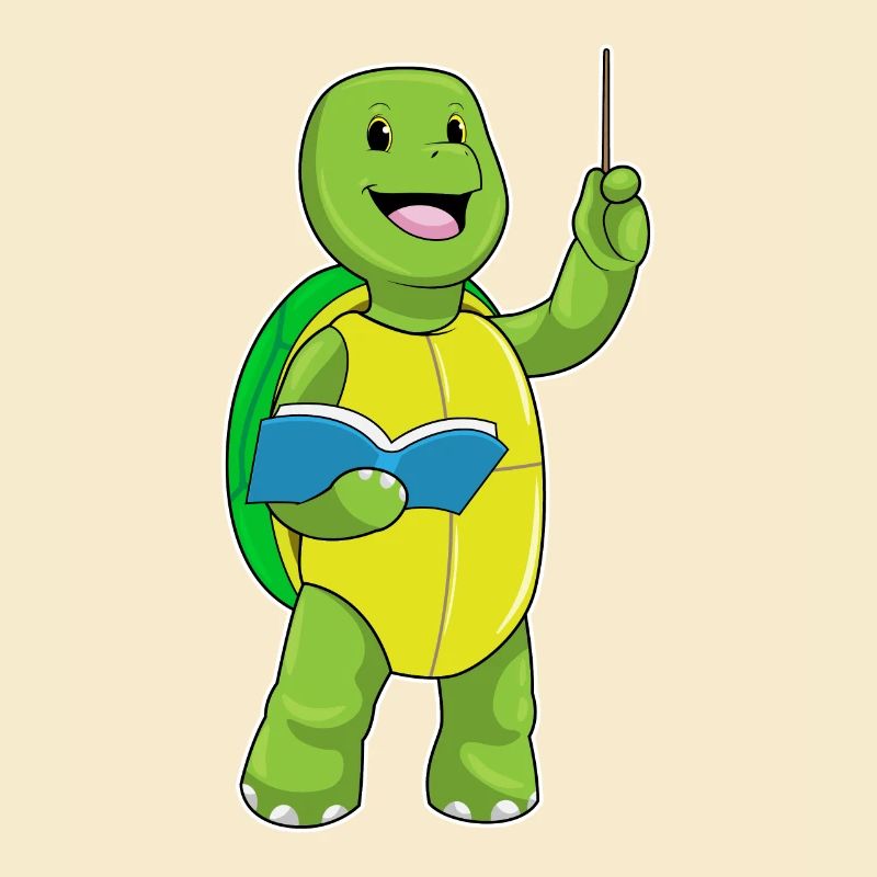 Schildkröte als Lehrer mit Buch & Pointer