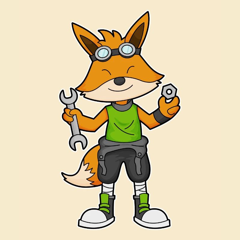 Fuchs as a mechanic with wrench