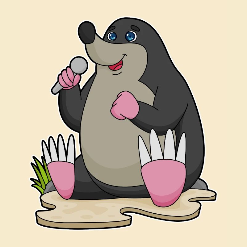 Mole as a singer with microphone