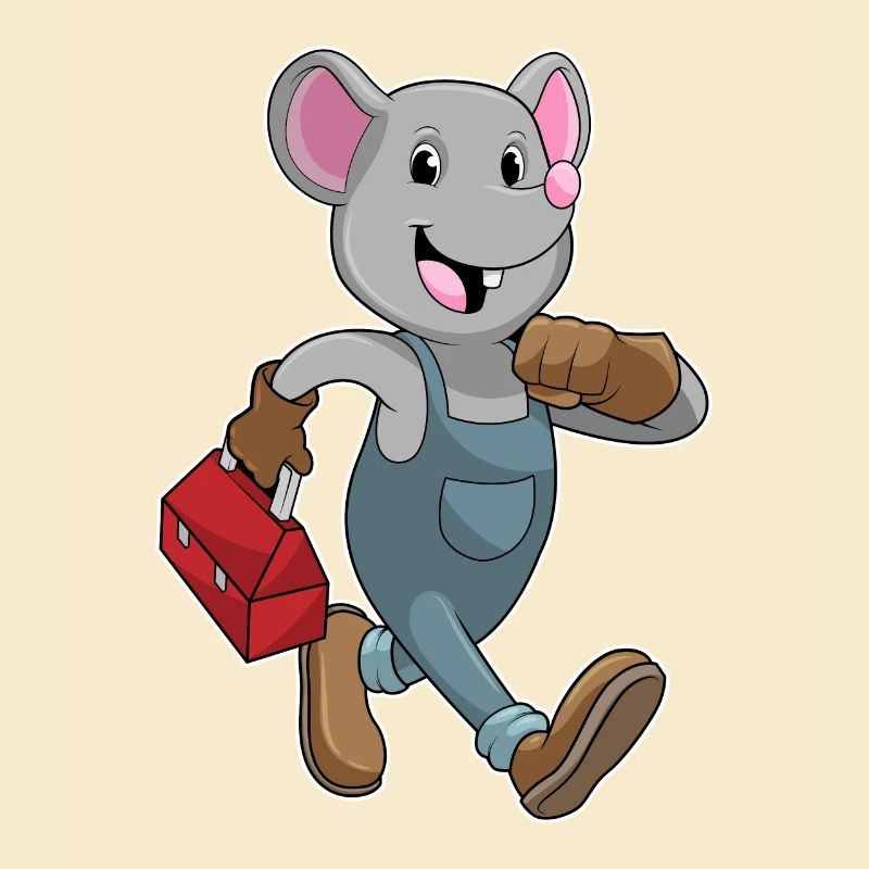 Mouse as a craftsman with toolbox