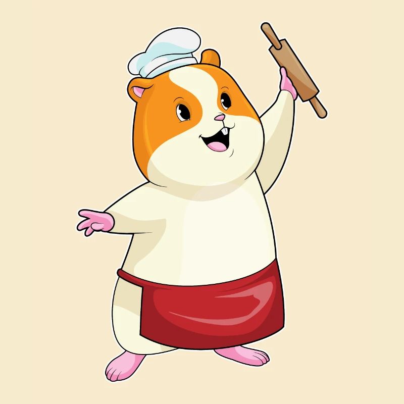 Hamster Bäcker Nudelholz Backen