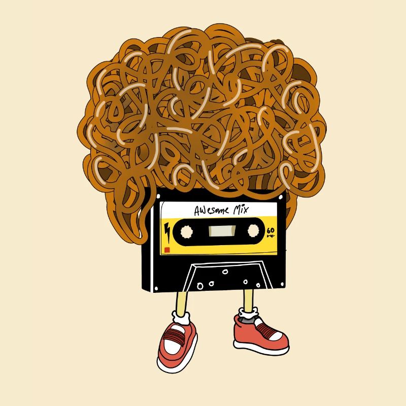 80s cassette design with Rasta curls