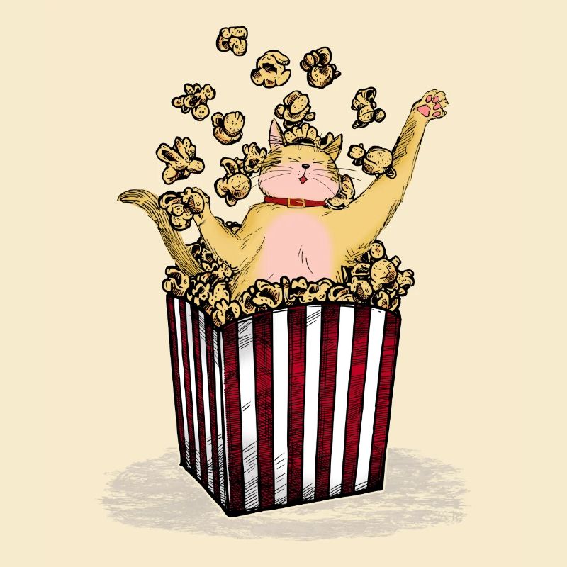 Chat baigne dans pop-corn chat fun design mastic pour enfants