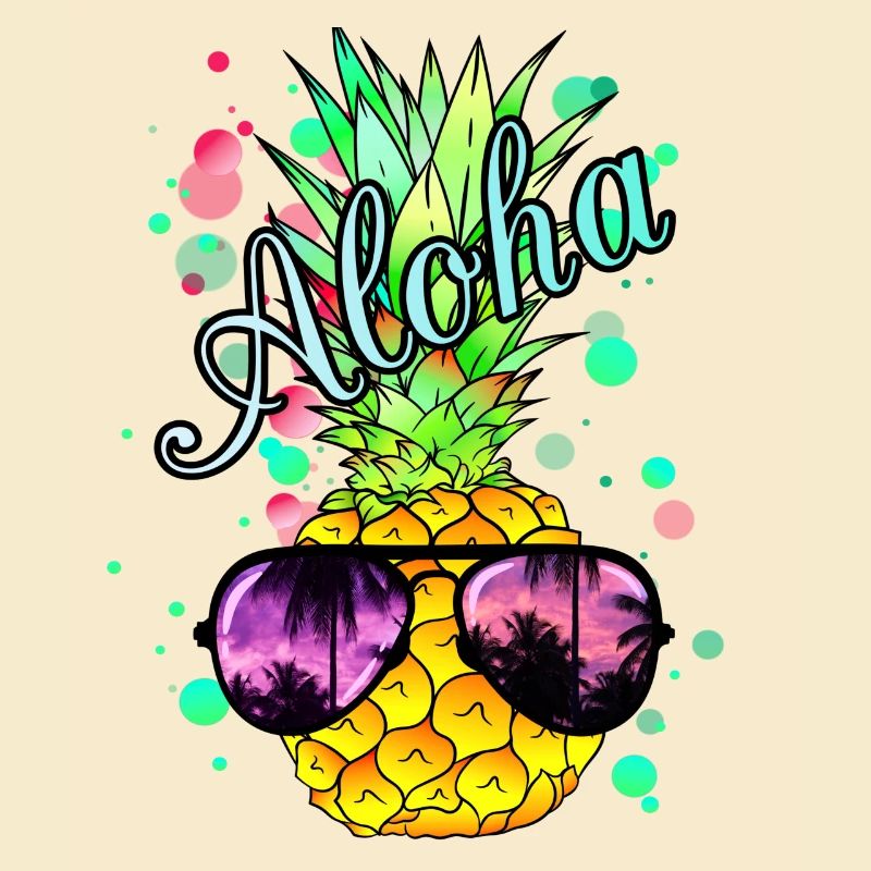 Aloha pineapple with sunglasses