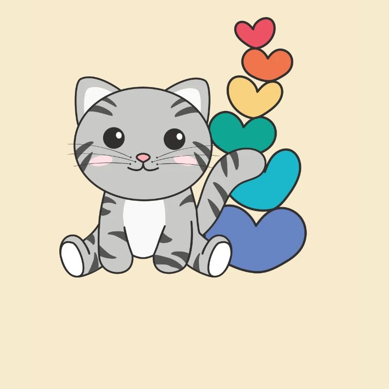 Rainbow Hearts Pride LGBTQ animaux mignons chat