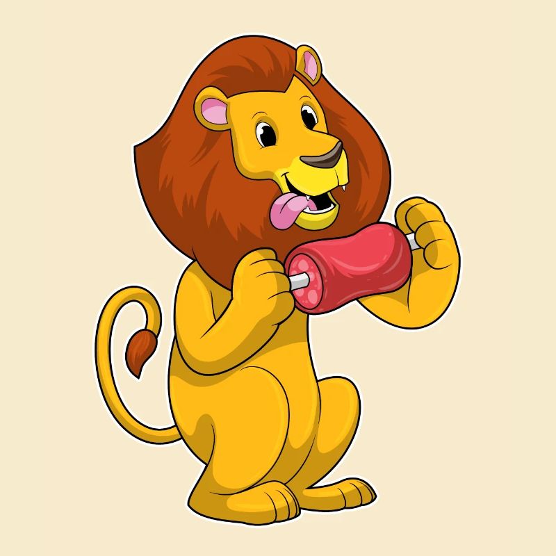 Lion with meat
