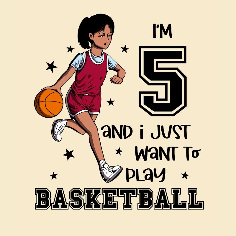 Mädchen spielt Basketball - Ich bin 5