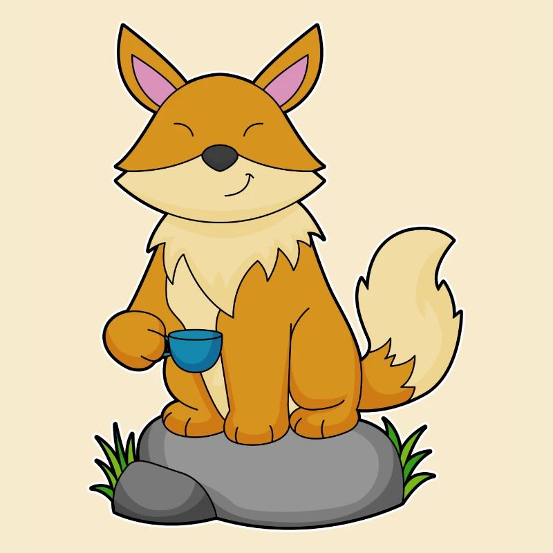 Fuchs mit Kaffeetasse