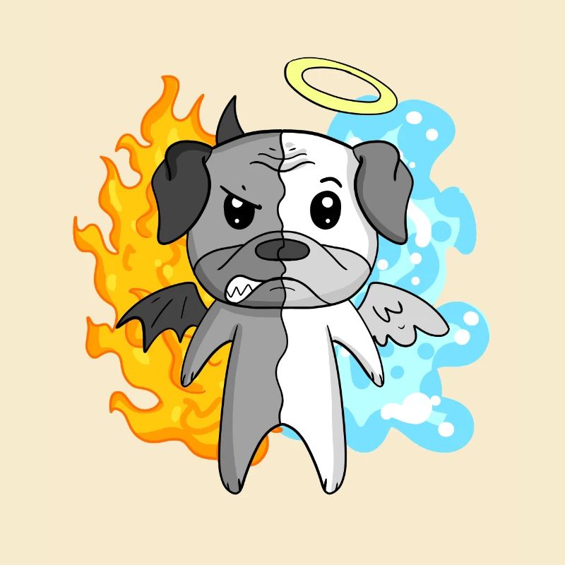 Dog Pug - Angel and Devil