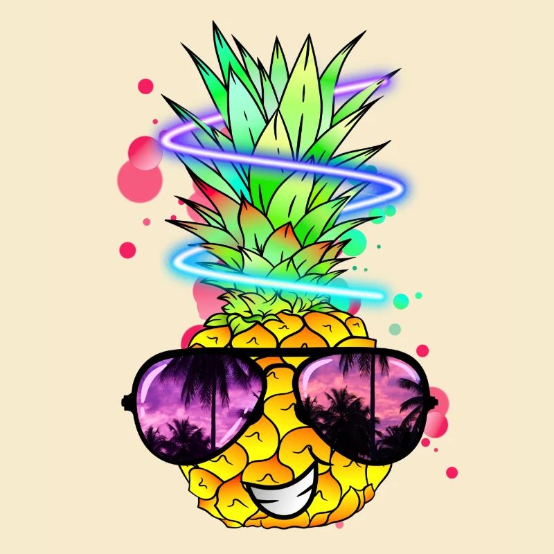 coole Ananas mit Neon Spirale