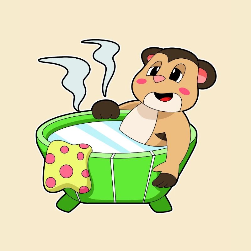 Suricates se baignant dans la baignoire