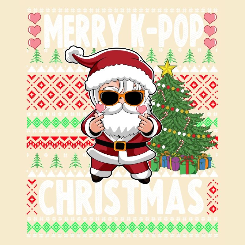 Pull de Noël laid design K-Pop Père Noël