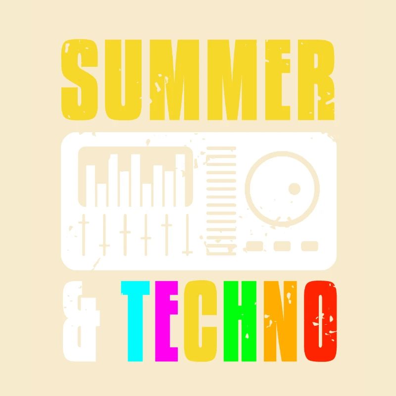 Retro Vintage Summer & TECHNO Cool Techno DJ