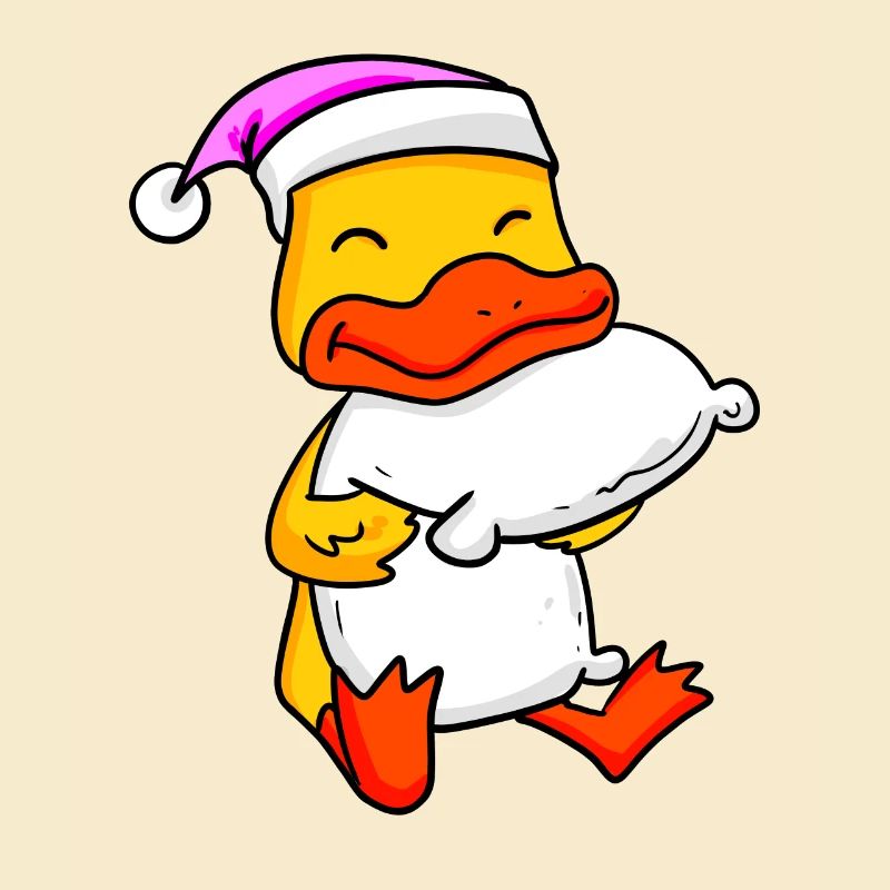 Canard avec oreiller et bonnet de couchage