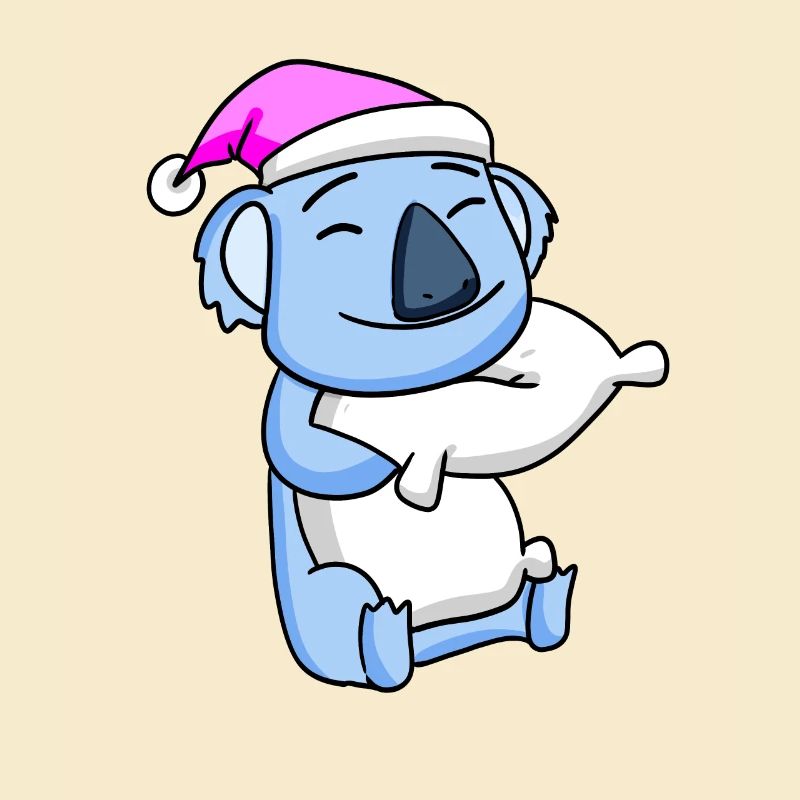 Koala with pillow and sleeping cap