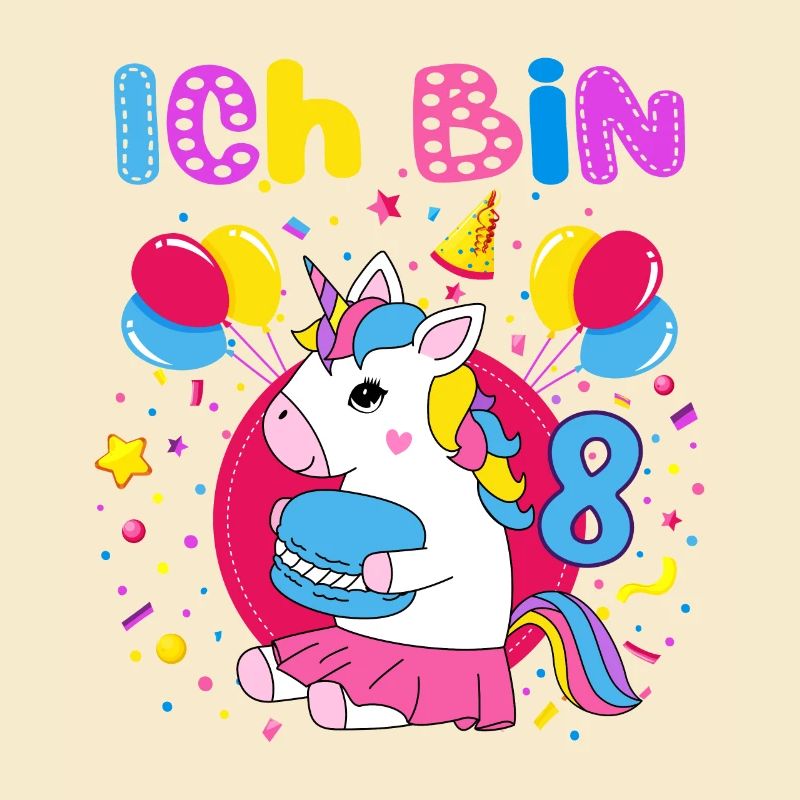 8. Geburtstag Mädchen Ich bin 8 Jahre mit Einhorn
