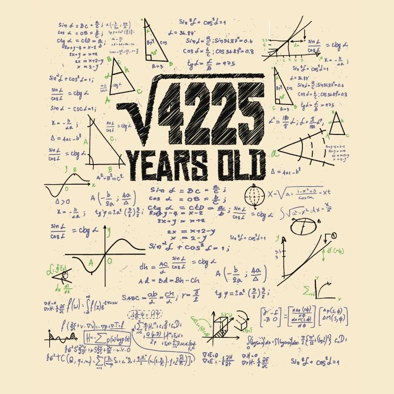 Square Root of 4225 Math Nerd 65th Birthday