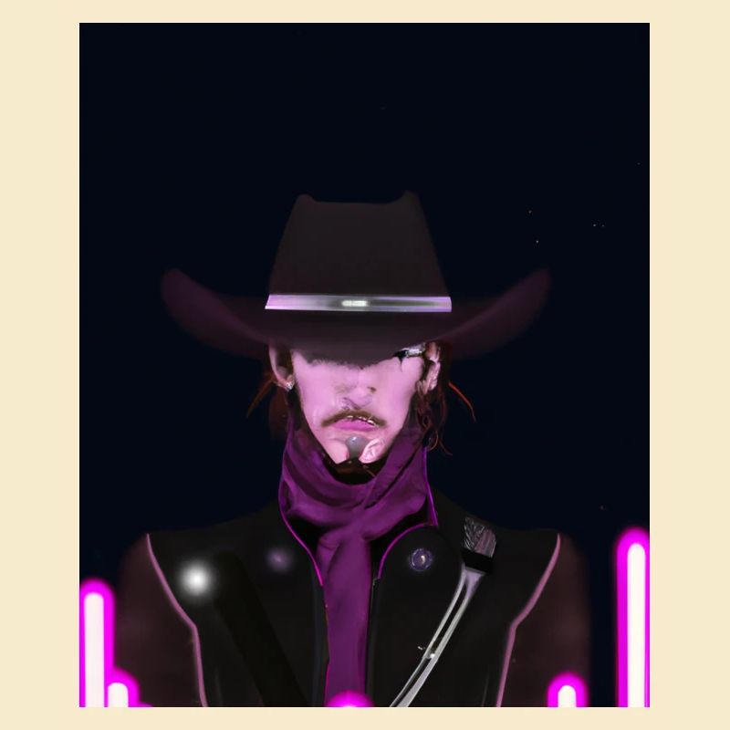 Goth Synthwave Outrun Goth Cowboy
