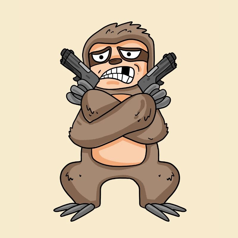 Sloth with pistol