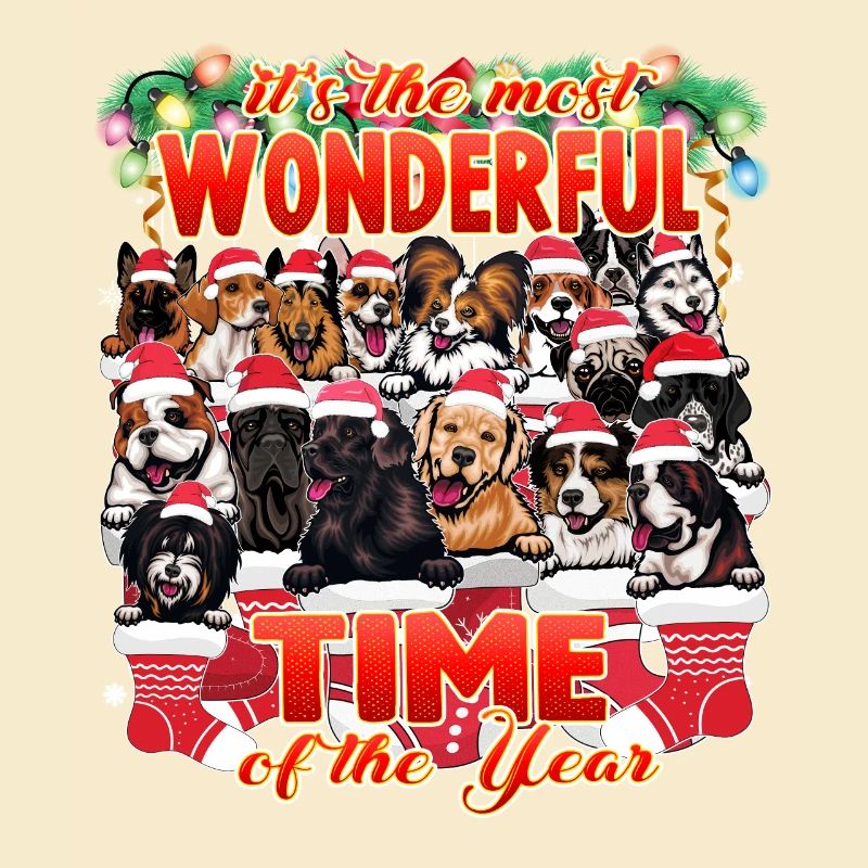 Conceptions de chiens de Noël - Drôles de chiens mignons Noël