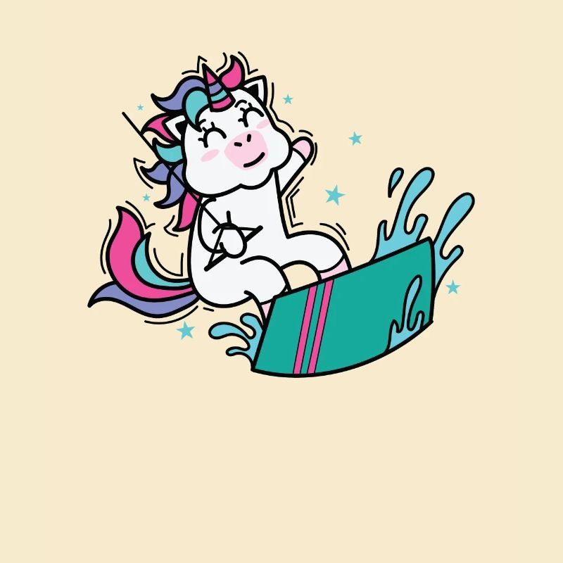 Einhorn beim Kite oder Wakeboarden