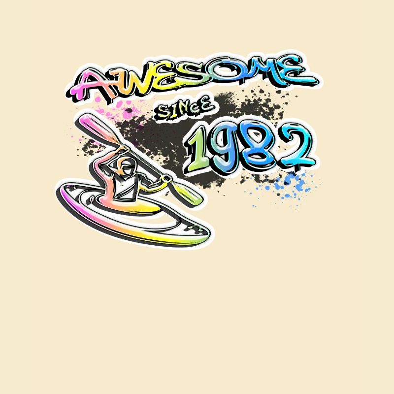 Awesome since 1982. Kayak, kayaker. Graffiti
