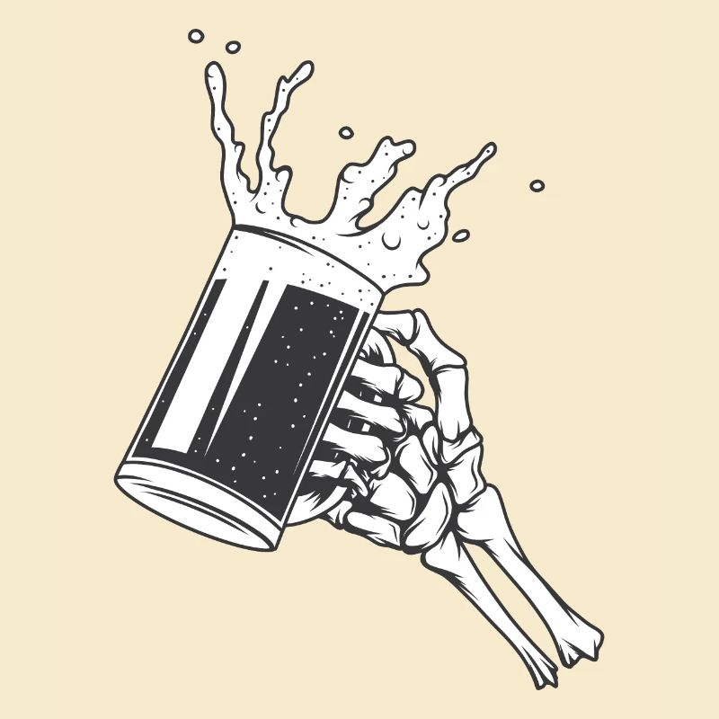 Bierglas Skelett Hand