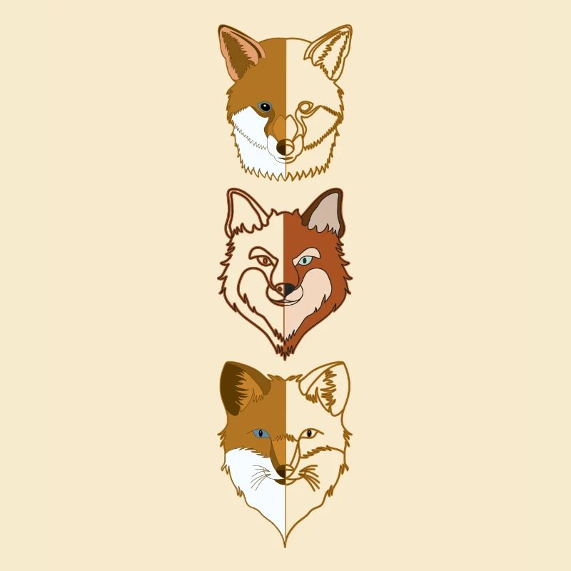 3 Conception d’animaux de la forêt de renards avec tête d’animal