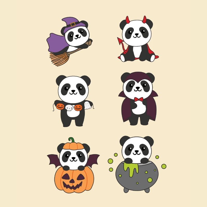 Panda Halloween Witch Devil Pumpkin Vampire Costume