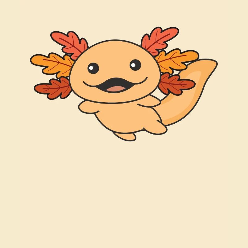 Herbst Axolotl mit Herbstblättern süßes Herbst