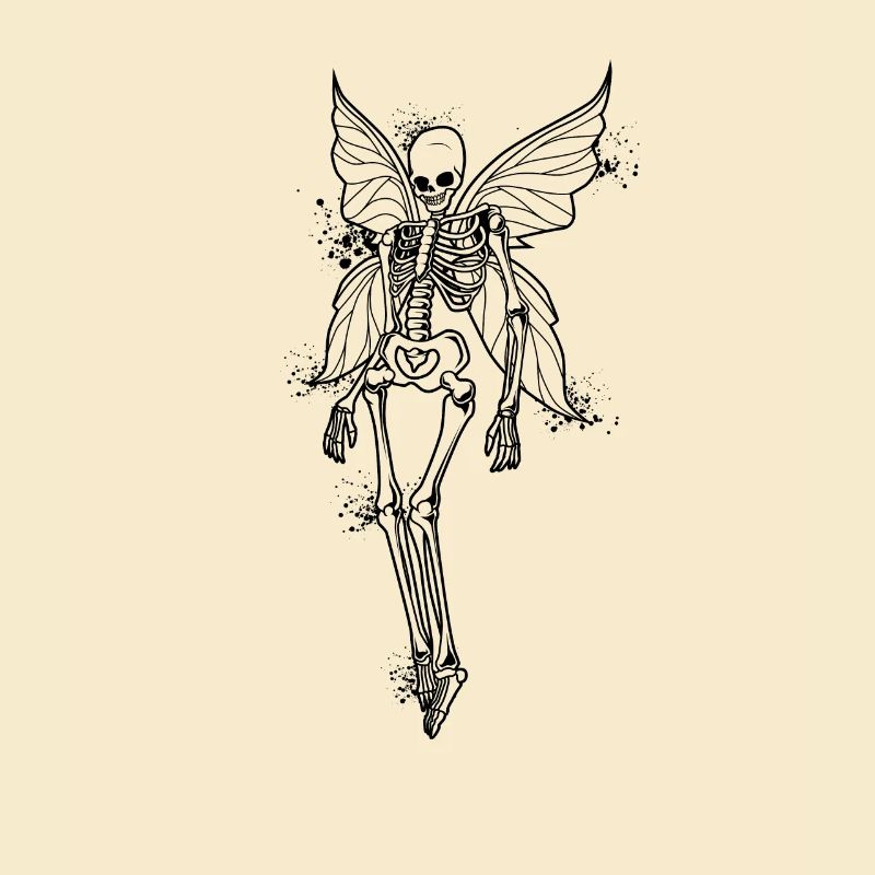 Fairycore - Squelette de fée avec des ailes de fée