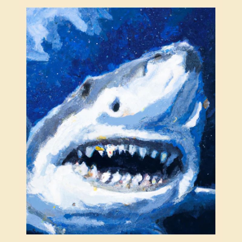 Great White Shark Vincent Van Gogh Style