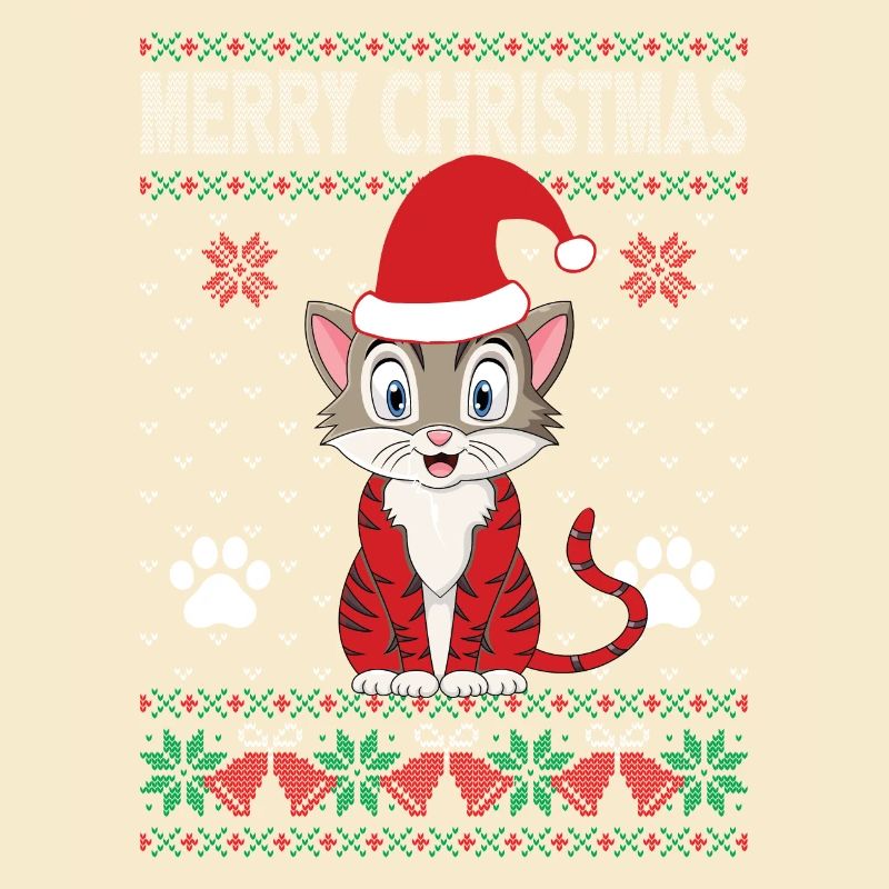 Hässlicher Weihnachtspullover Katzenliebhaber Weihnachtslichter