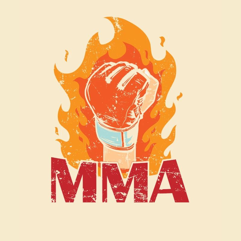 MMA brûlant un gant de boxe avec du feu