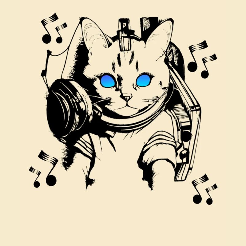 DJ Katze mit Kopfhörern
