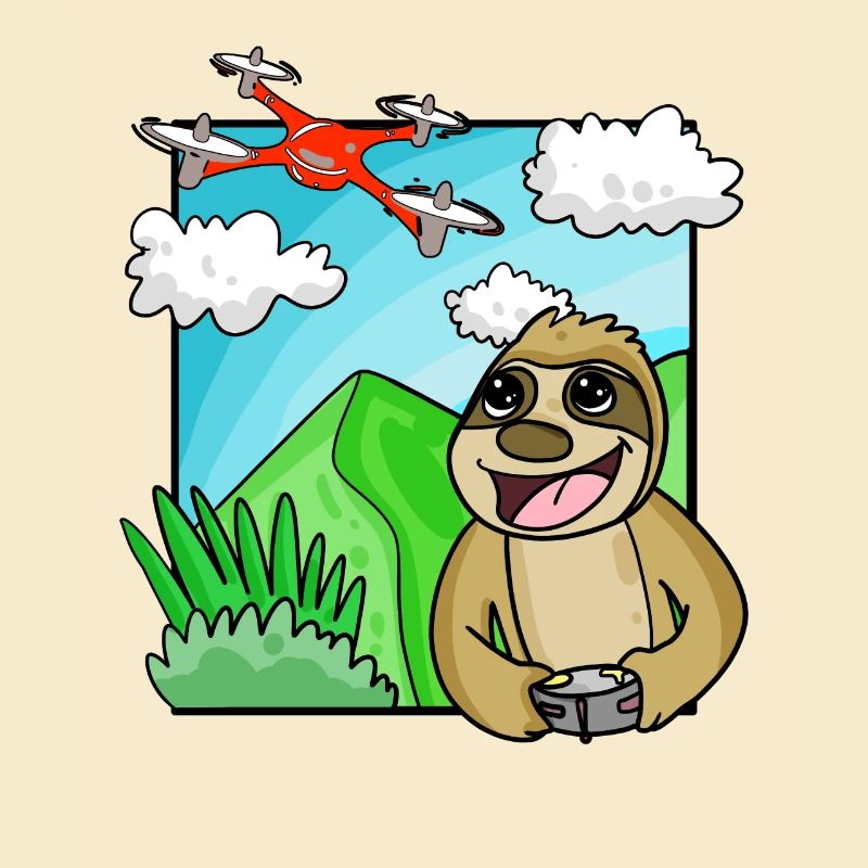 Sloth with Quadcopter - Drone Motif
