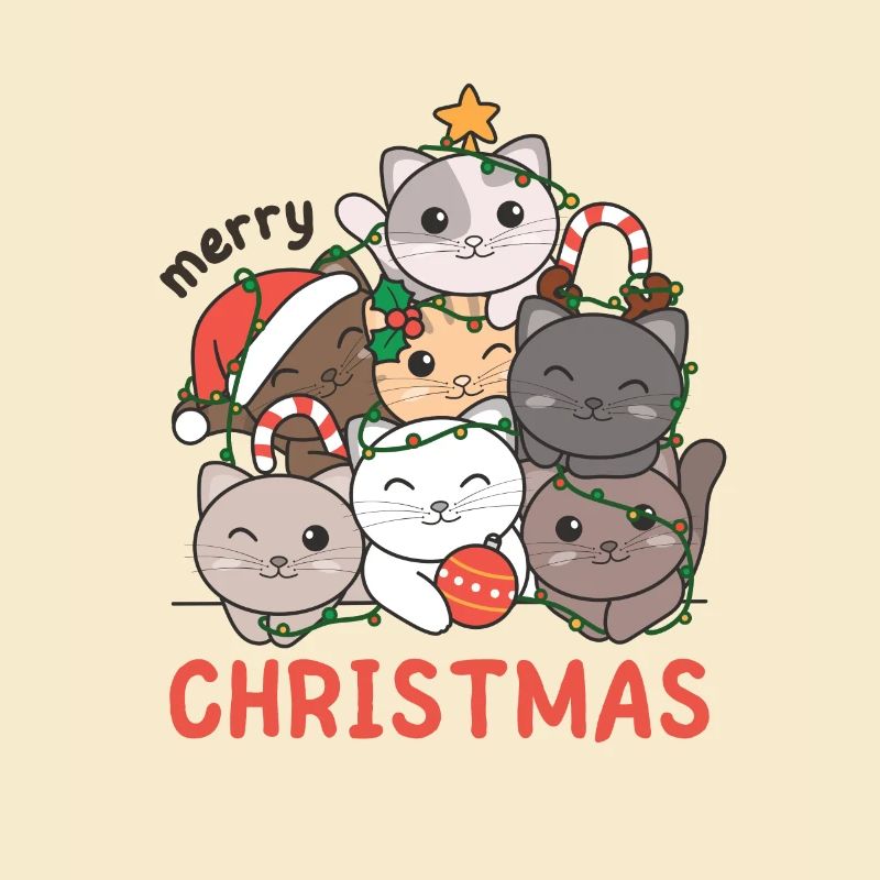 Chat Arbre de Noël Joyeux Noël