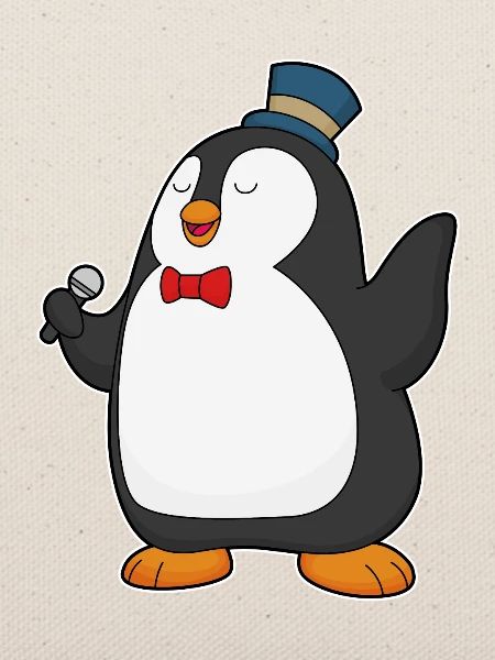 Pinguin Sänger Mikrofon Singen