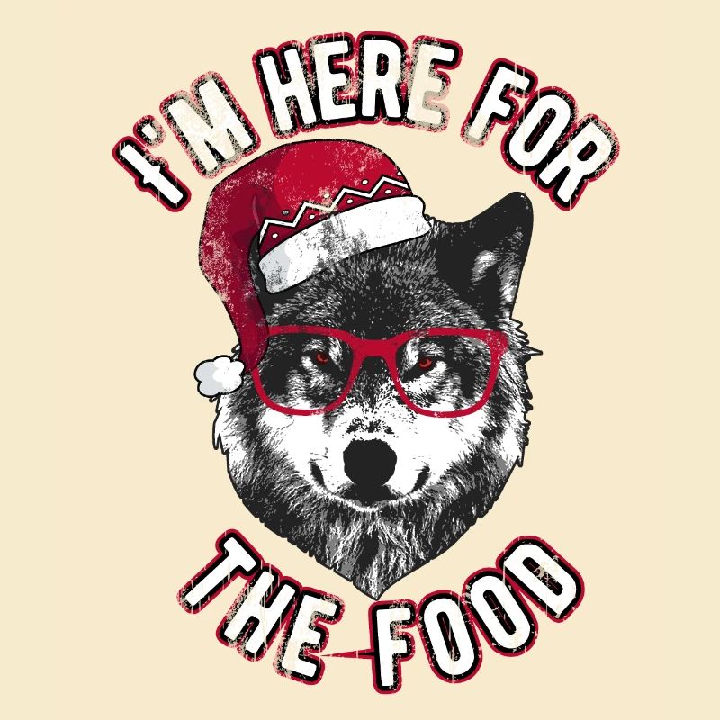 Ich bin wegen des Essens hier - Grumpy Christmas Wolf