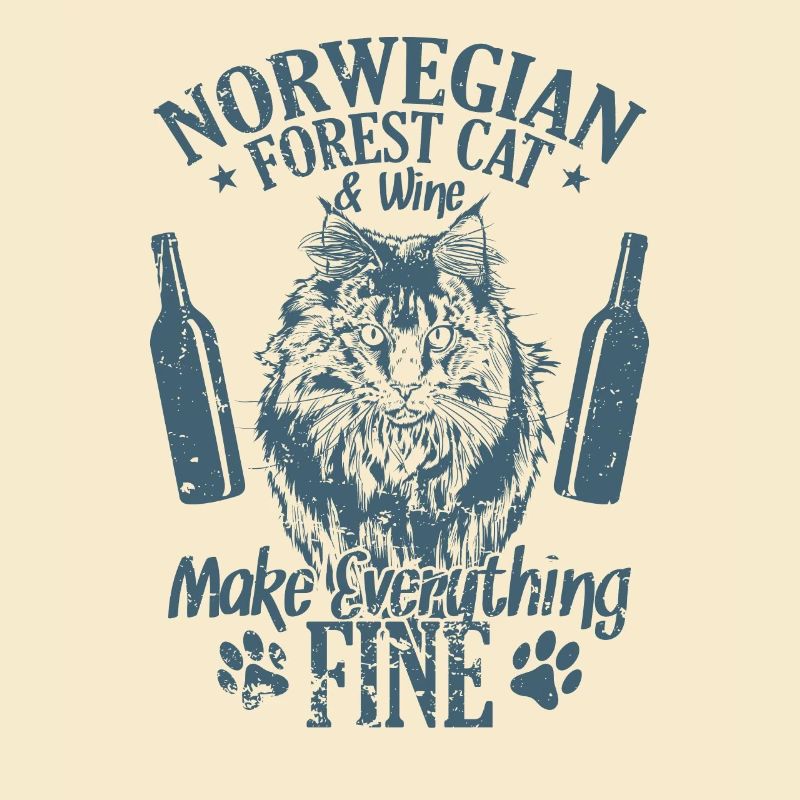 Norwegian Forest Cat and Wine Make Everything Fine
