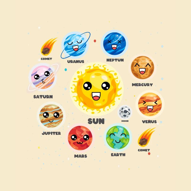Solar System Planets Science Cute Realistic Space