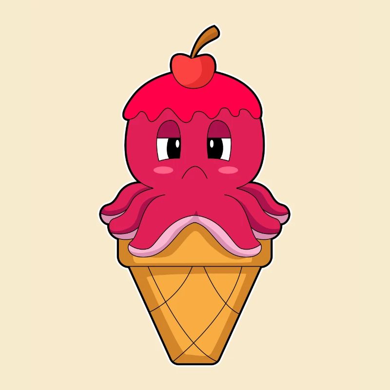 Krake Waffeleis Kirsche