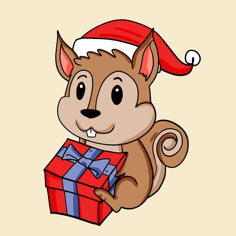 Weihnachten Eichhörnchen Baby mit Geschenk